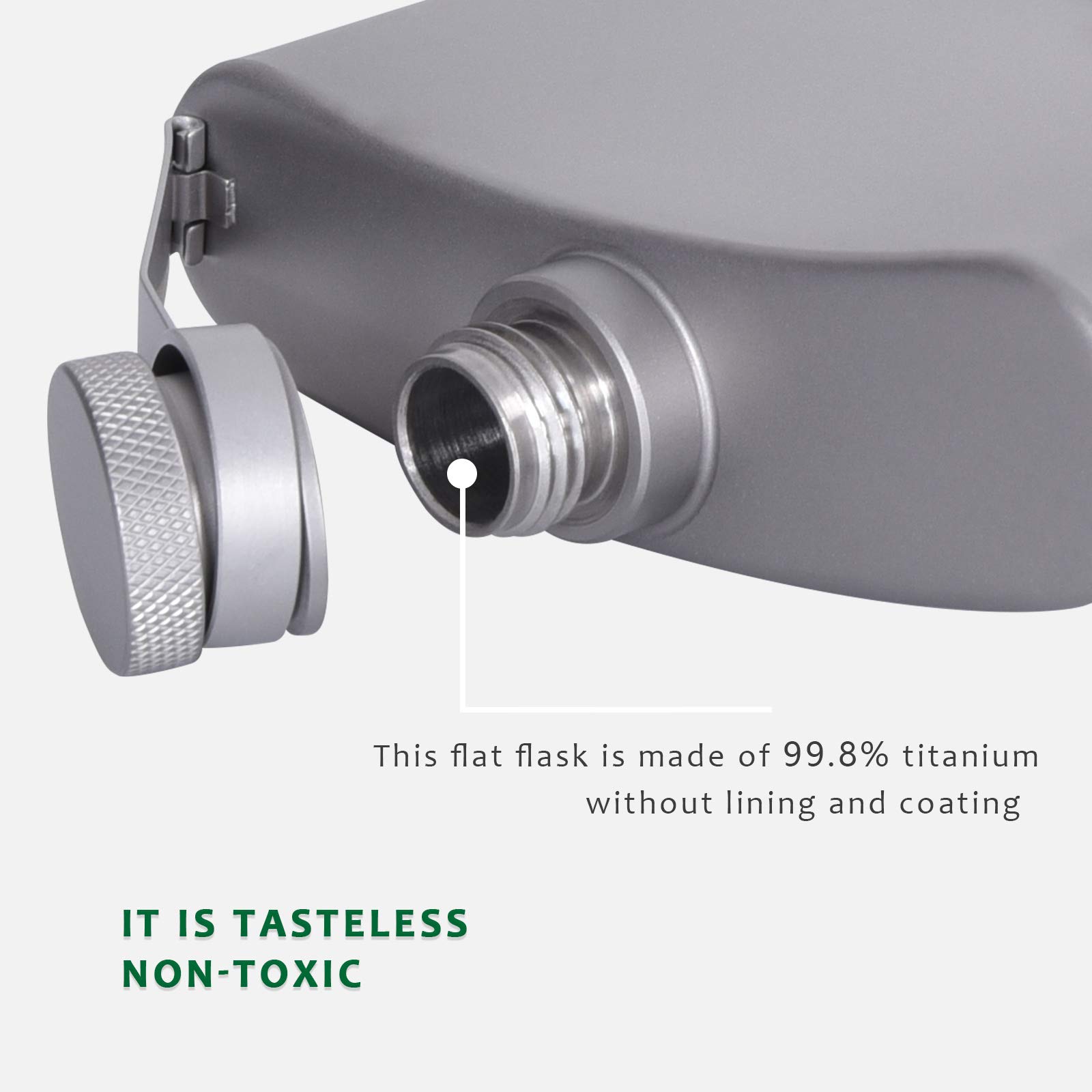 iBasingo 200ml Ensemble De Tasses à Sake en Fiole De Titane avec Entonnoir, Camping en Plein Air Flacon De Whisky Alcool, Tasse à Vin Flagon