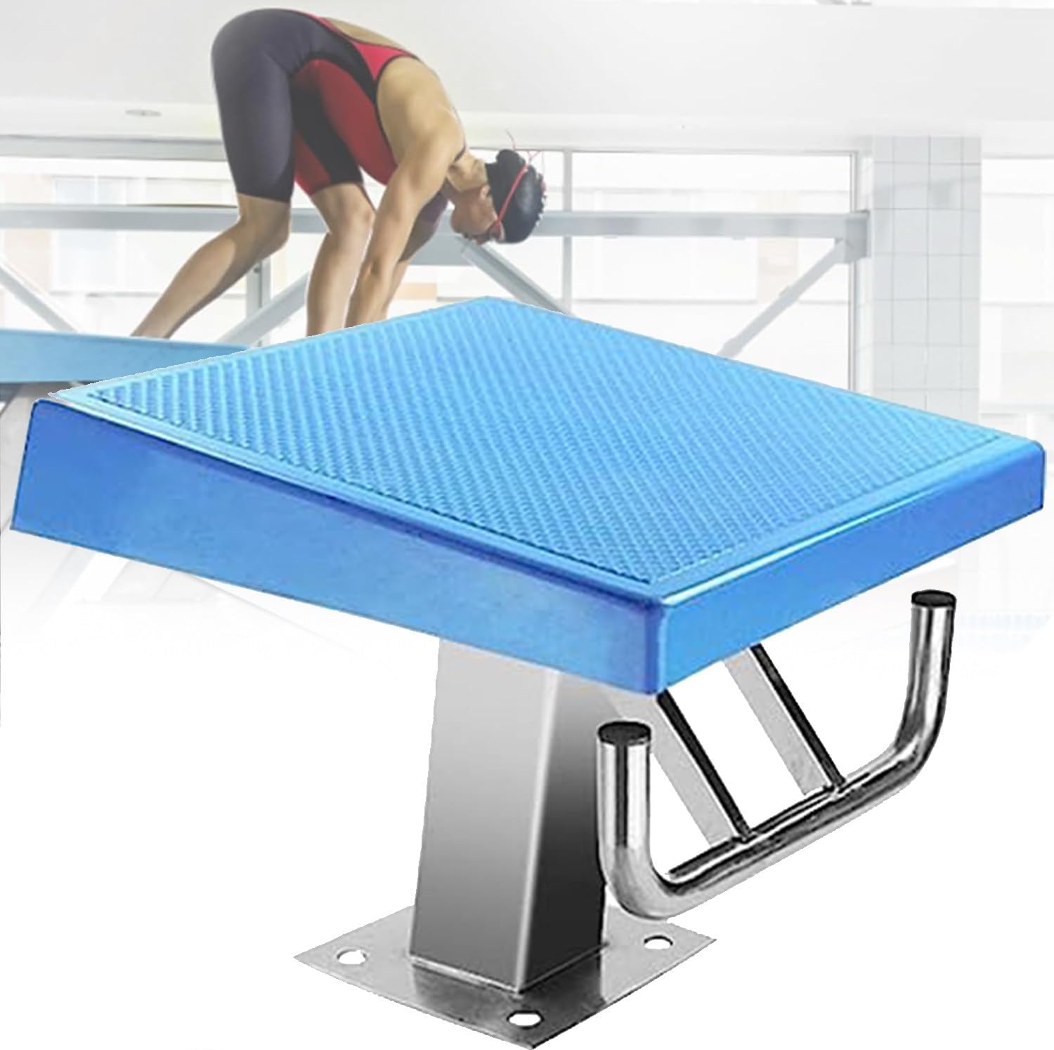 Pool Diving Platform, 304 Stainless Steel Diving Board with Anti-Slip countertop, 15°Inclined Professional Diving Platform for Pools