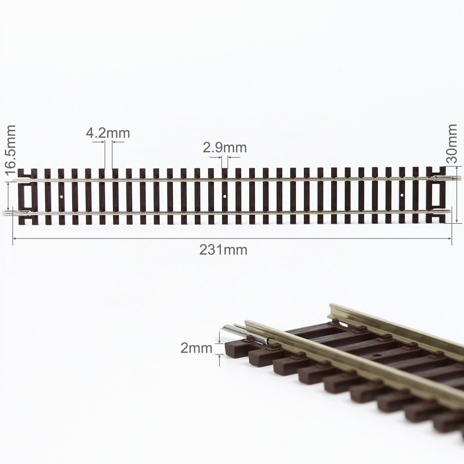 Evemodel Modèle Voie H0 1:87 Code 100 19" Rail Droit Cuivre Nickel avec Connecteur Décor Paysage (12/Pkg)