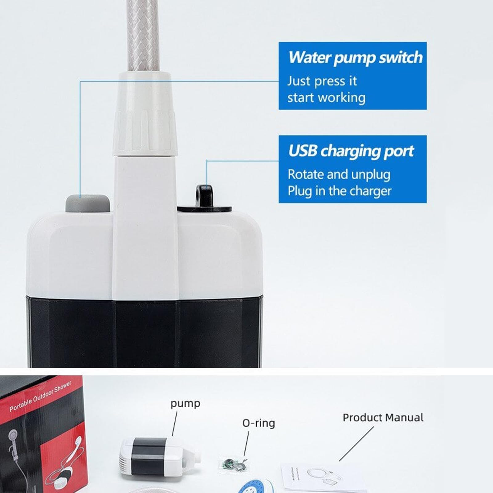 Portable Camping Shower With USB-C Charging - 4000mAh Battery, 3 Spray Modes For Outdoor Travel Pet Bath