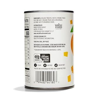 365 by Whole Foods Market, Organic Yellow Cling Peach Slices, 15 Ounce