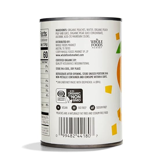 365 by Whole Foods Market, Organic Yellow Cling Peach Slices, 15 Ounce