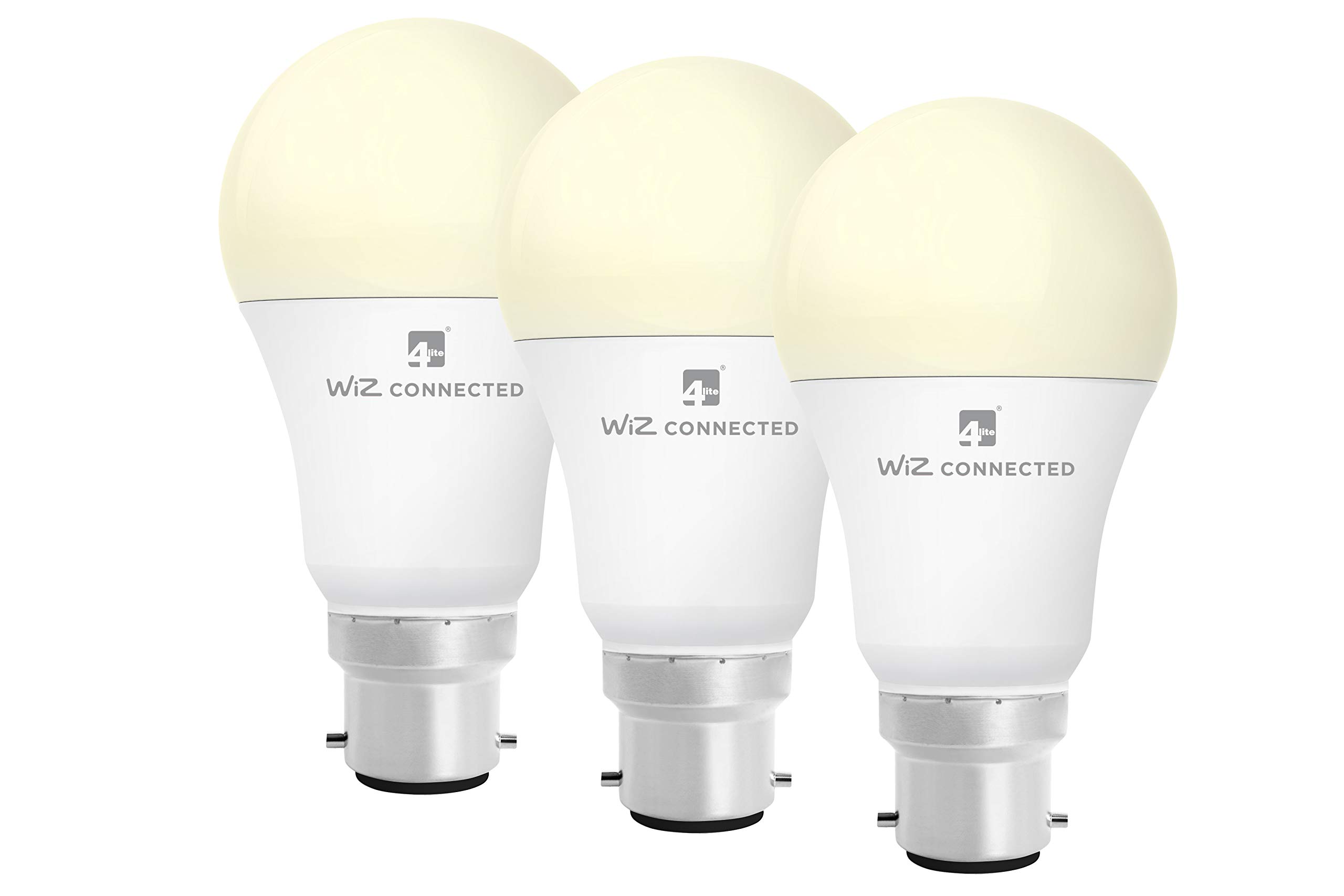 4lite WiZ Connected A60 White WiFi LED Smart Bulb - B22 Bayonet Cap, 3 Pack — image 1