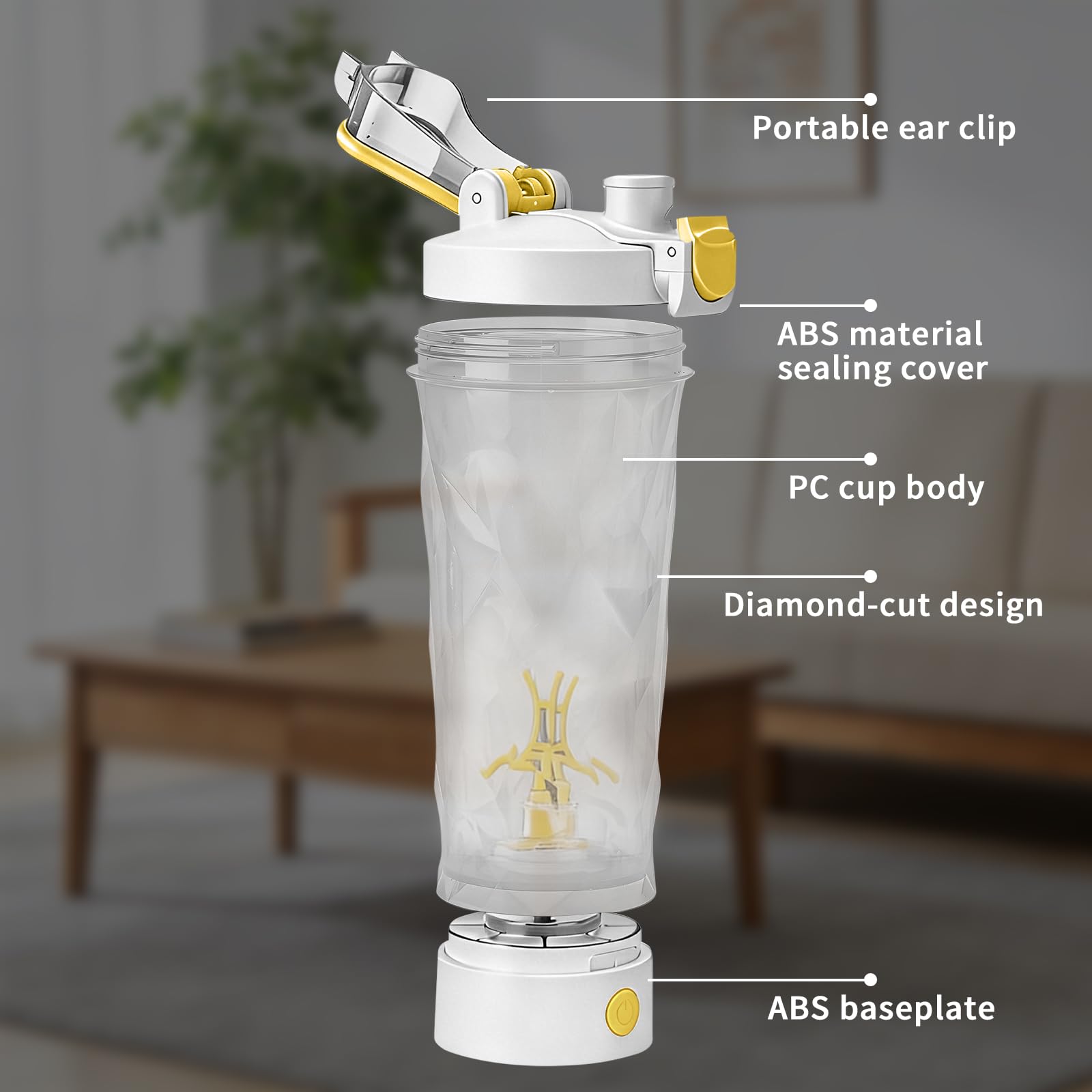 Shaker elettrico per proteine, miscelatore per nutrizione sportiva, shaker elettrico (bianco)