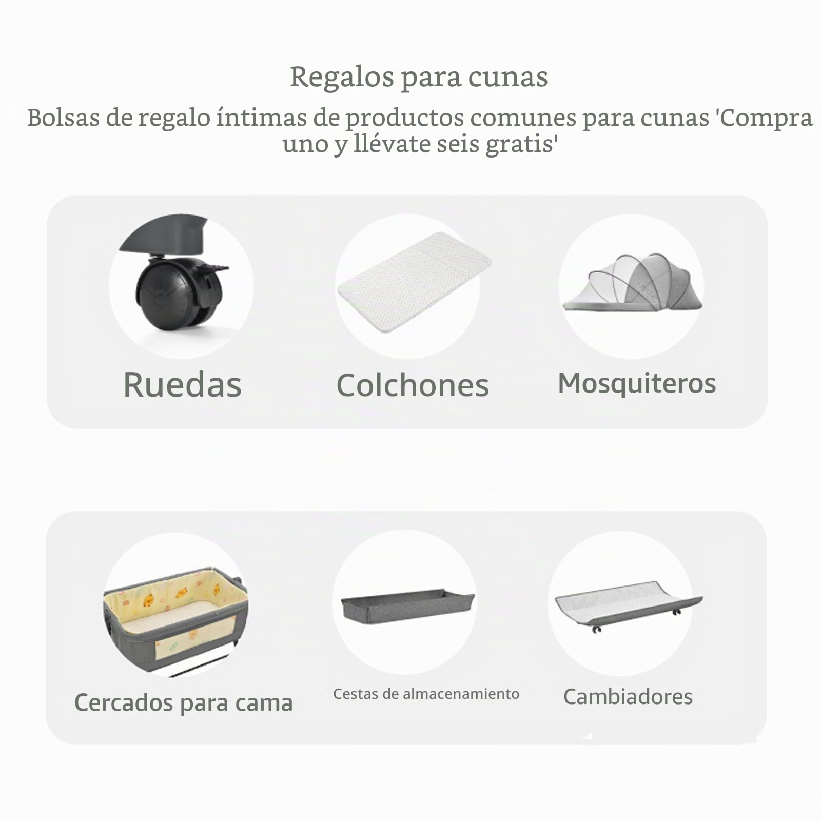 Cuna de noche portátil, altura ajustable, con cesta de almacenamiento de mosquitera, gris y negro (KHAKI)