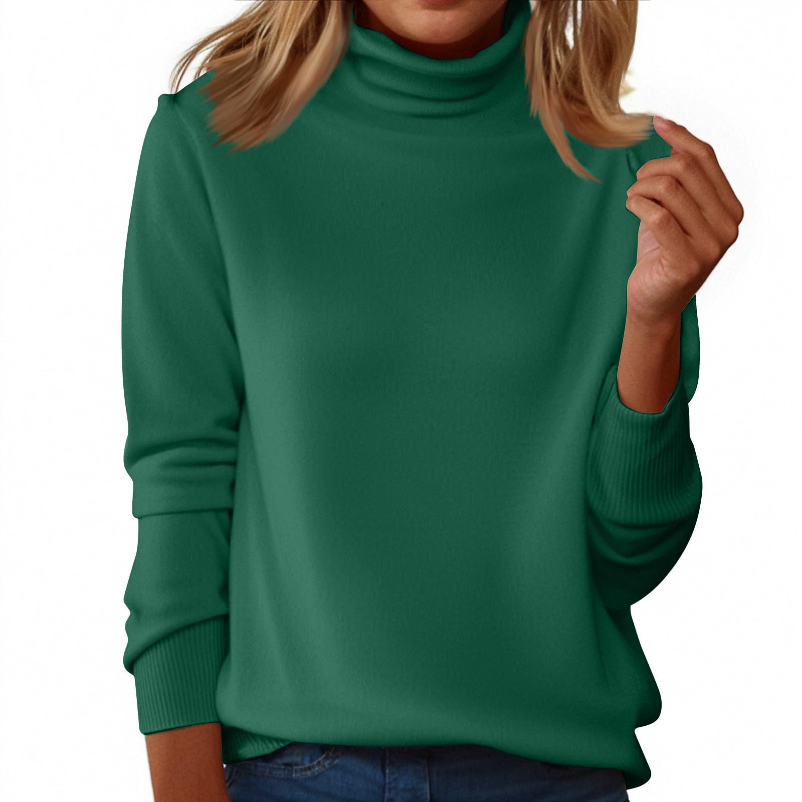 Cashmere Sweaters for Women Long Sleeve Turtleneck Tops Casual Knitted Pullover Fall Winter Warm Soft Wool Sweater