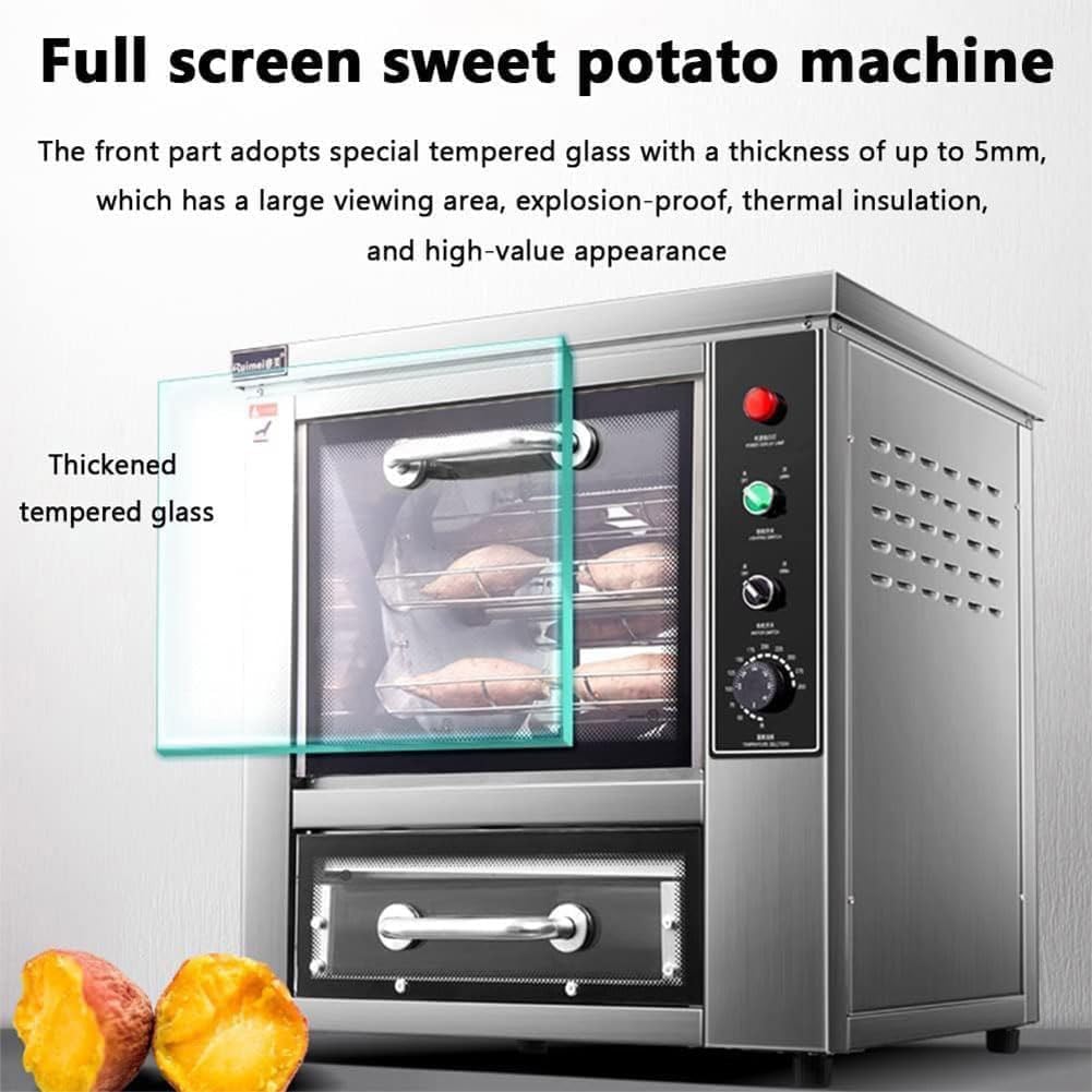 2500W Commercial Baked Sweet Potato Machine, Roasted Sweet Potato Machine,Automatic Timing,0-300? Temperature Control