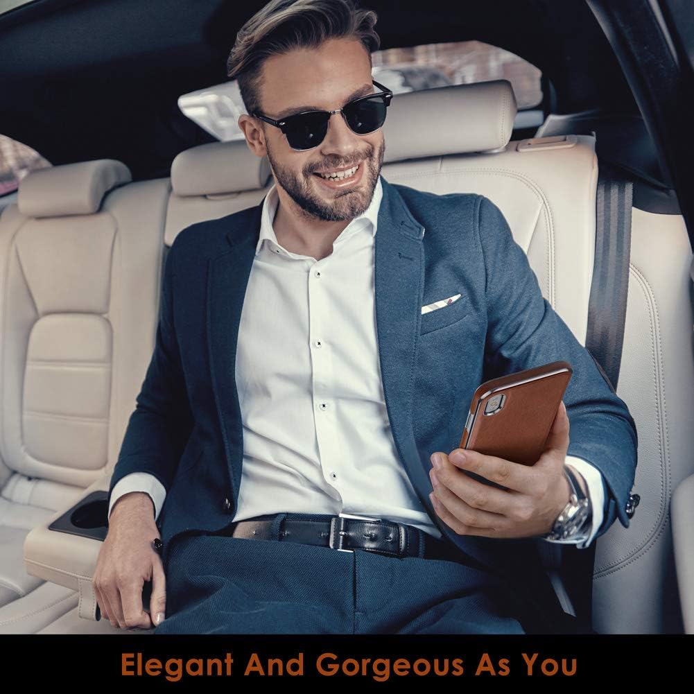 LOHASIC for iPhone Xs Max Case, Luxury PU Leather Case, Slim Flexible Soft Anti-Slip Drop Proof Scratch Resistant Full Body Protective Phone Cover Cases for iPhone Xs Max (2018) 6.5"- Brown