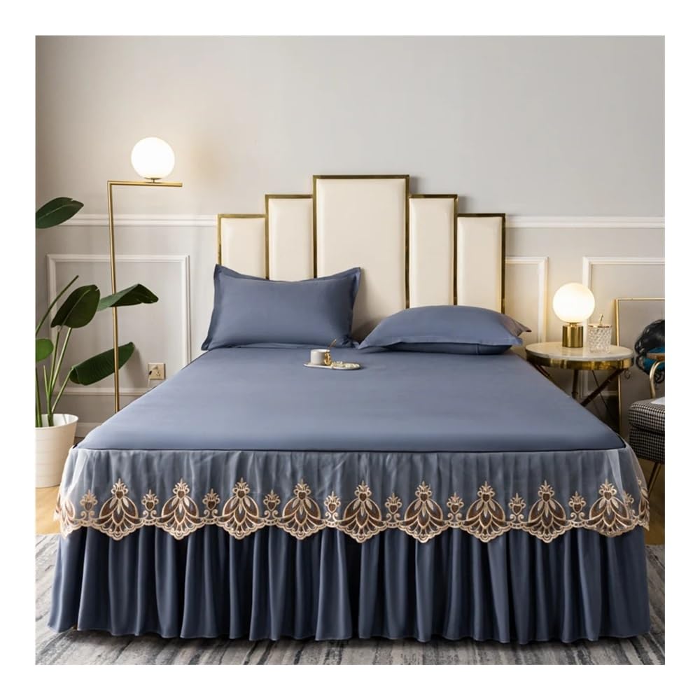 1 mantovana giroletto in pizzo per letto queen size, ricamata, alta qualità, king size (senza federa) (Gaojihui, 180 x 200 cm, 1 pezzo)
