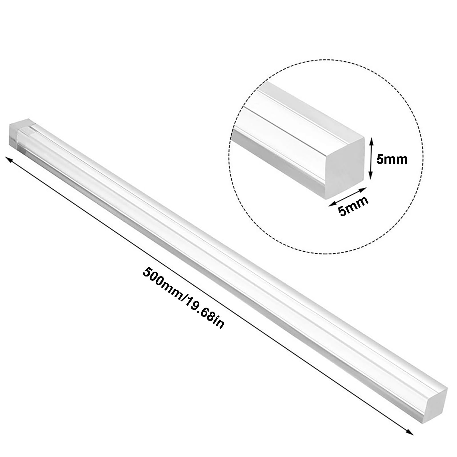 Okrągły pręt akrylowy, Przezroczyste akrylowe pręty okrągłe, opakowanie 30 5 mm 8 9 x 500 do majsterkowania i modelarstwa(8mm*8mm*500mm(30PCS))