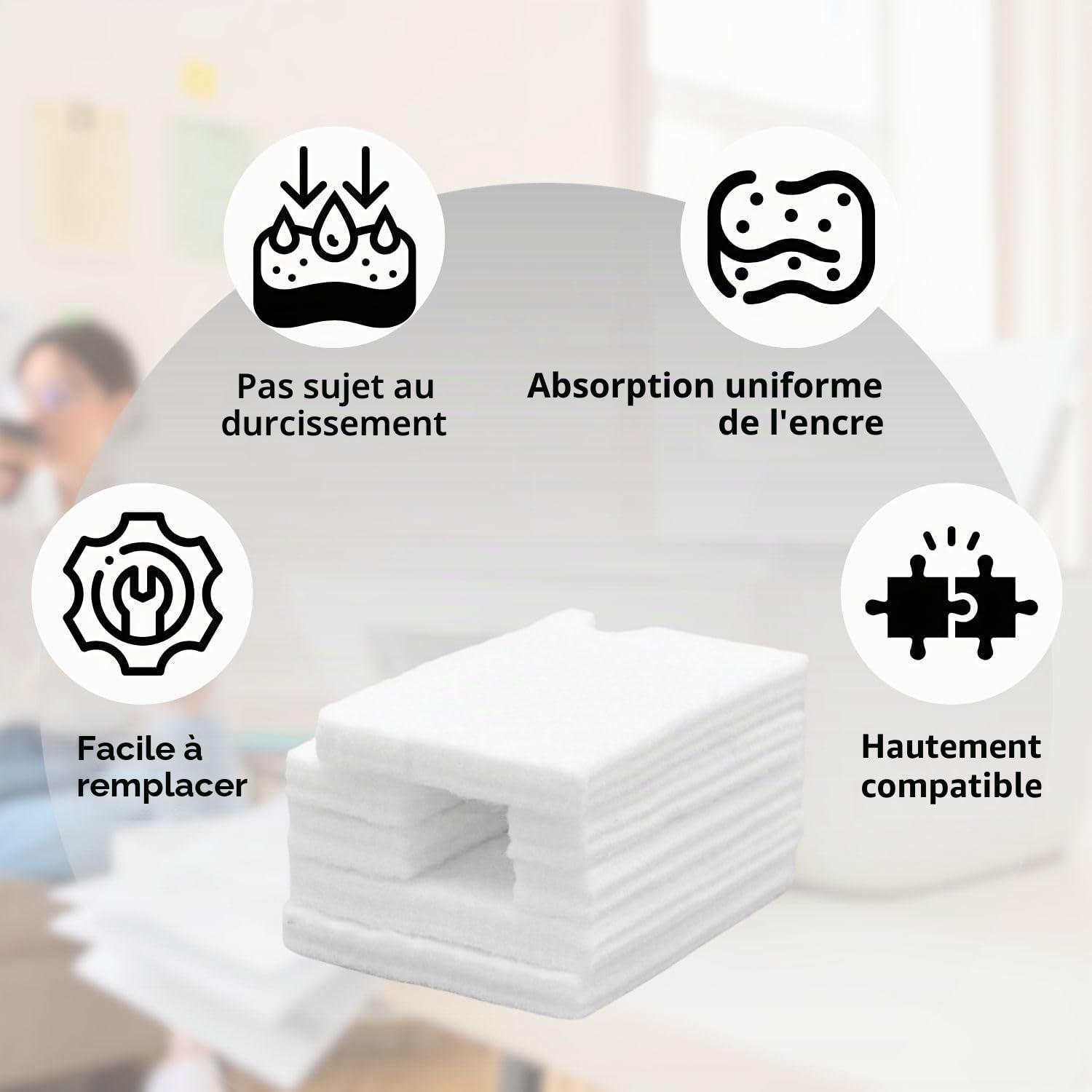 3 Packs de tampons d’encre de rebut pour EcoTank – Tampons en éponge compatibles pour ET-2800 ET-2803 ET-2820 ET-4700 ET-4800 ET-2710 Series, Tampon en éponge pour imprimante