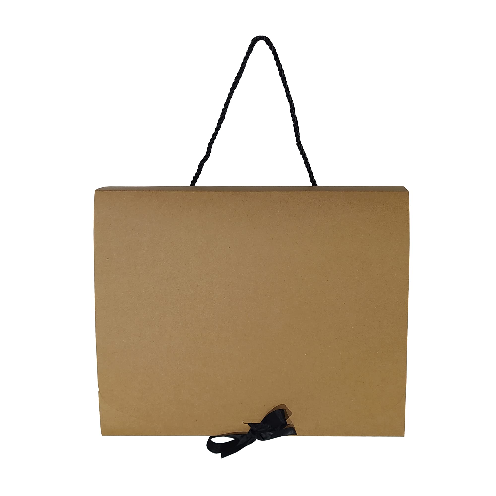 Red Dot Gift® 10-Pack DIY Gift Box With Ribbon and Handle L31 x W26 X H 8 CM,Gift Box With Ribbon Open Top For Luxury Packaging Fordable (10-Packed Kraft, L 31 X W 26 X H8 cm)