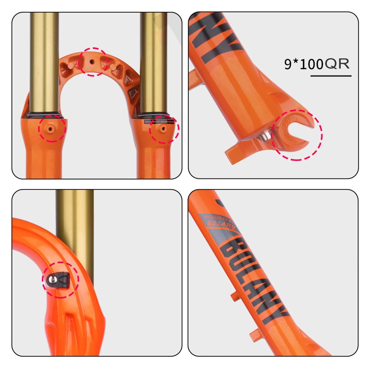 Rower górski widelec amortyzowany pneumatycznie 26/27,5/29" w MTB hamulec tarczowy 100 x 9 mm QR 1-1/8" Widelec z prostą rurą AM ręczna blokada XC rower 2100g (kolor: pomarańczowy, rozmiar 26")