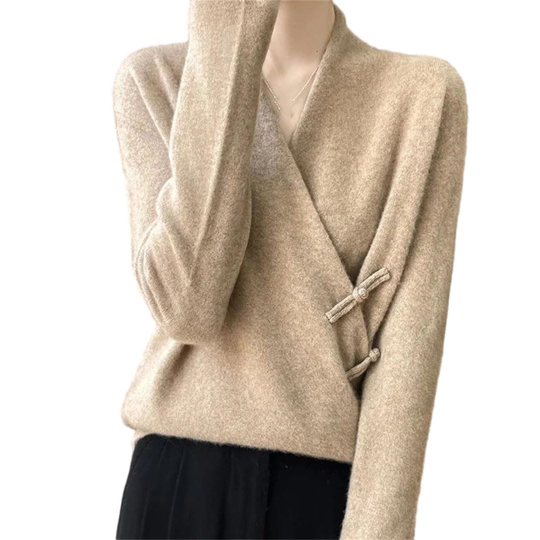 Womens V-Neck Sweater Pullover Clothing Fall Winter Wool Sweater Sexy Knit Office Tops
