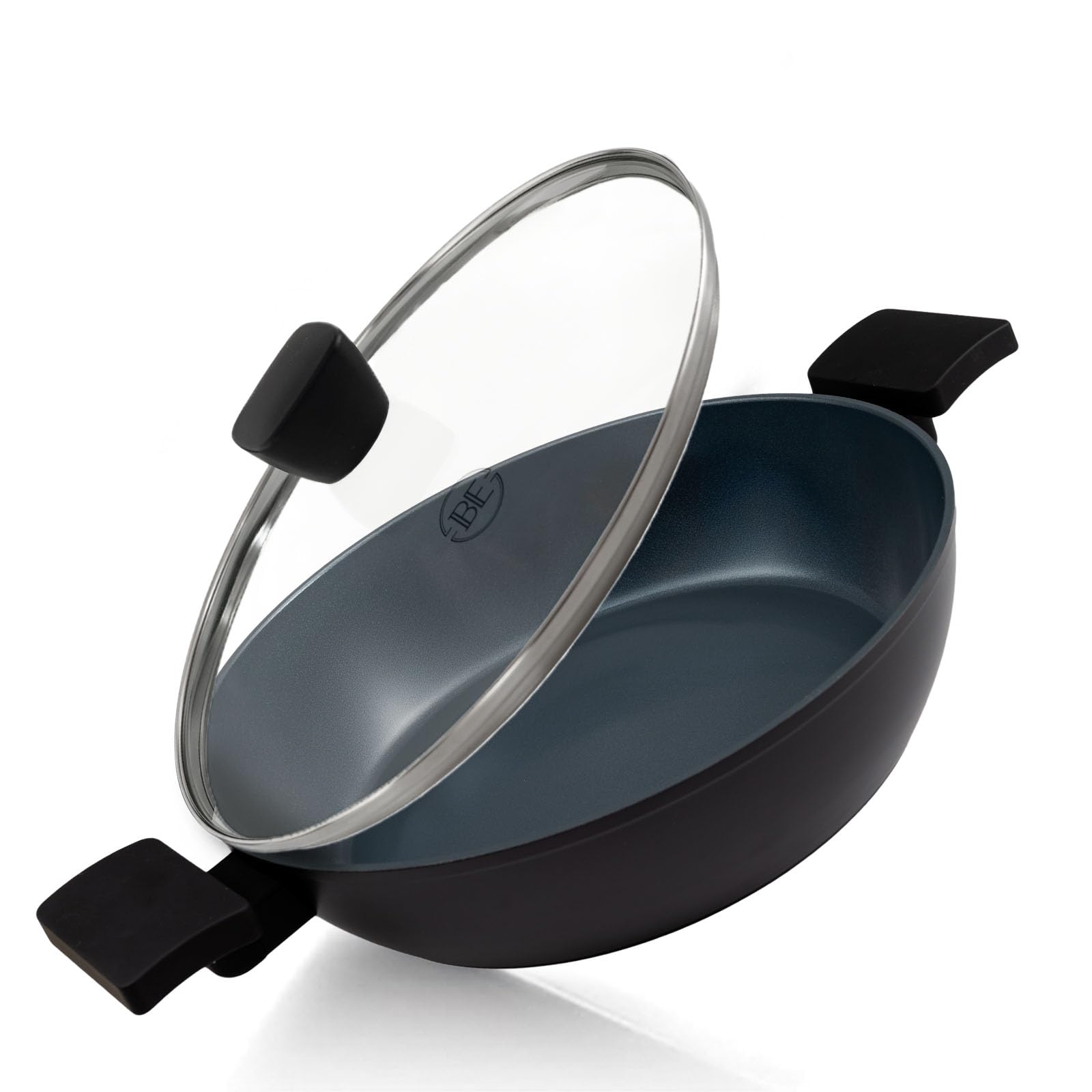 Poêle sauteuse induction 28cm BE Living avec couvercle et revêtement céramique noir