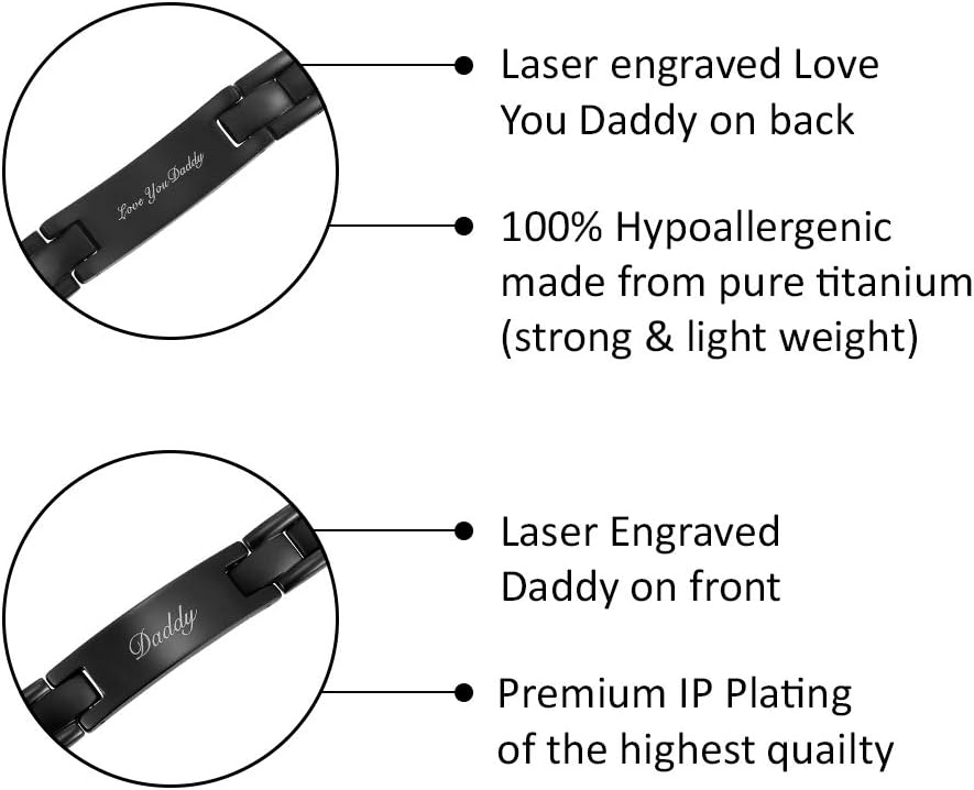 Willis Judd DAD Titanium Bracelet Engraved Love You Daddy Adjusting Tool & Gift Box Included