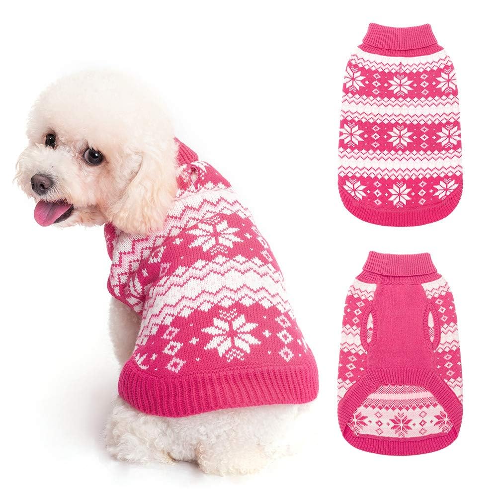 KOOLTAIL - Vestito Cane, Maglione a maglia per cani, caldo e confortevole per cani in maglia invernale con fiocco di neve