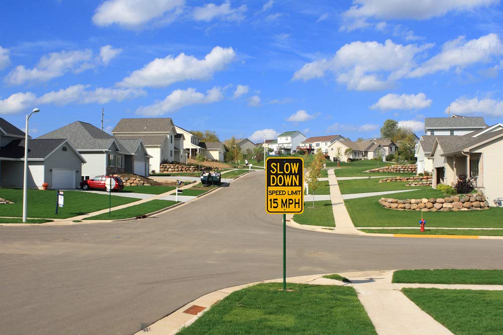 Pelopy 3-Pack 15 MPH Slow Down Signs - Reflective 17x12 Inch Aluminum Safety Signs For Neighborhoods, Kids - View #3