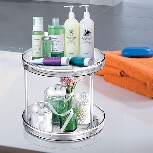 Miniatura 4 de Amolliar Lazy Susan - Organizador giratorio de 2 niveles y 9 pulgadas para gabinete, estante de especias para cocina, despensa, nevera, encimera,