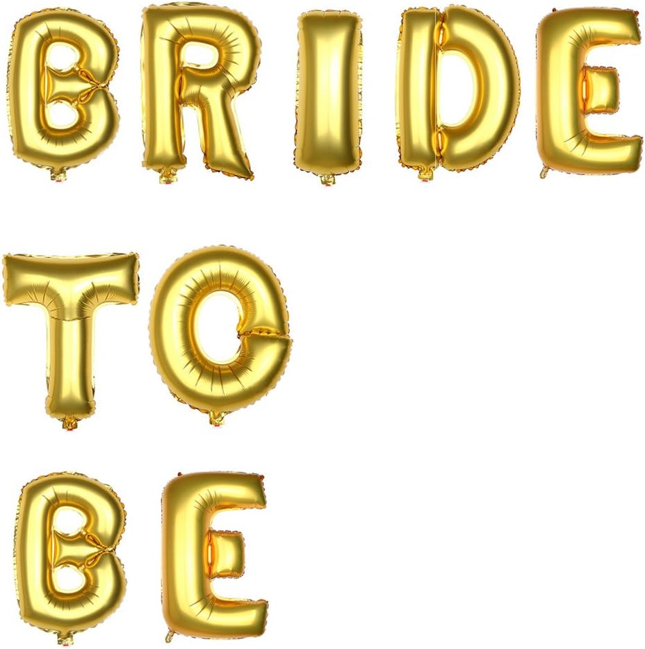 16 Inch Gold Balloons Banner Set Aluminum Foil Letter Balloons for Wedding Bridal Shower Bachelorette Party, Baby Shower Romantic Proposal Party Decoration (Bride to BE)