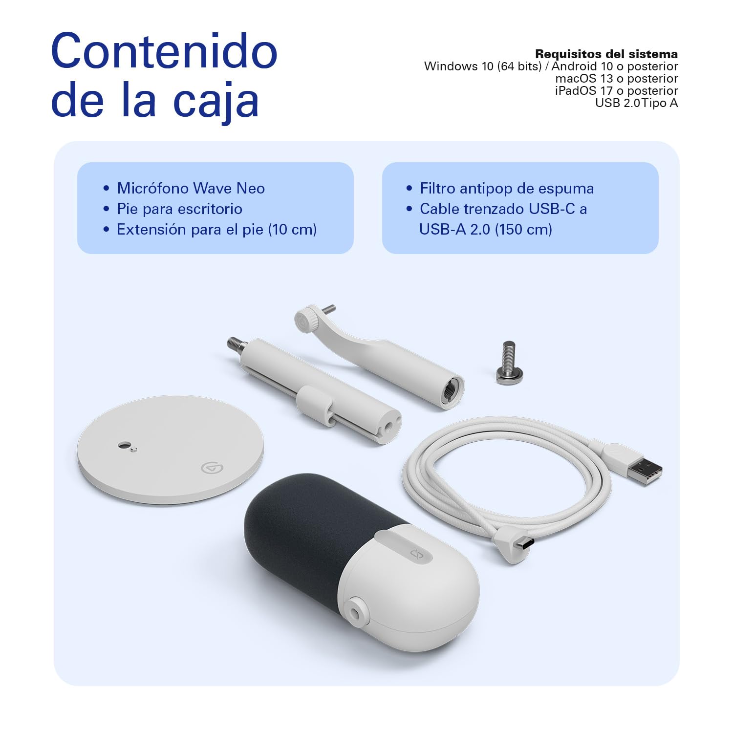 Elgato Wave Neo – Micrófono Condensador USB, Tocar para silenciar, para Jugar, Streaming, reuniones, Grabar Voz, Teams/Zoom/OBS/Twitch/Youtube etc., Plug-n-Play, para portátil, PC, Mac, iPad, iPhone