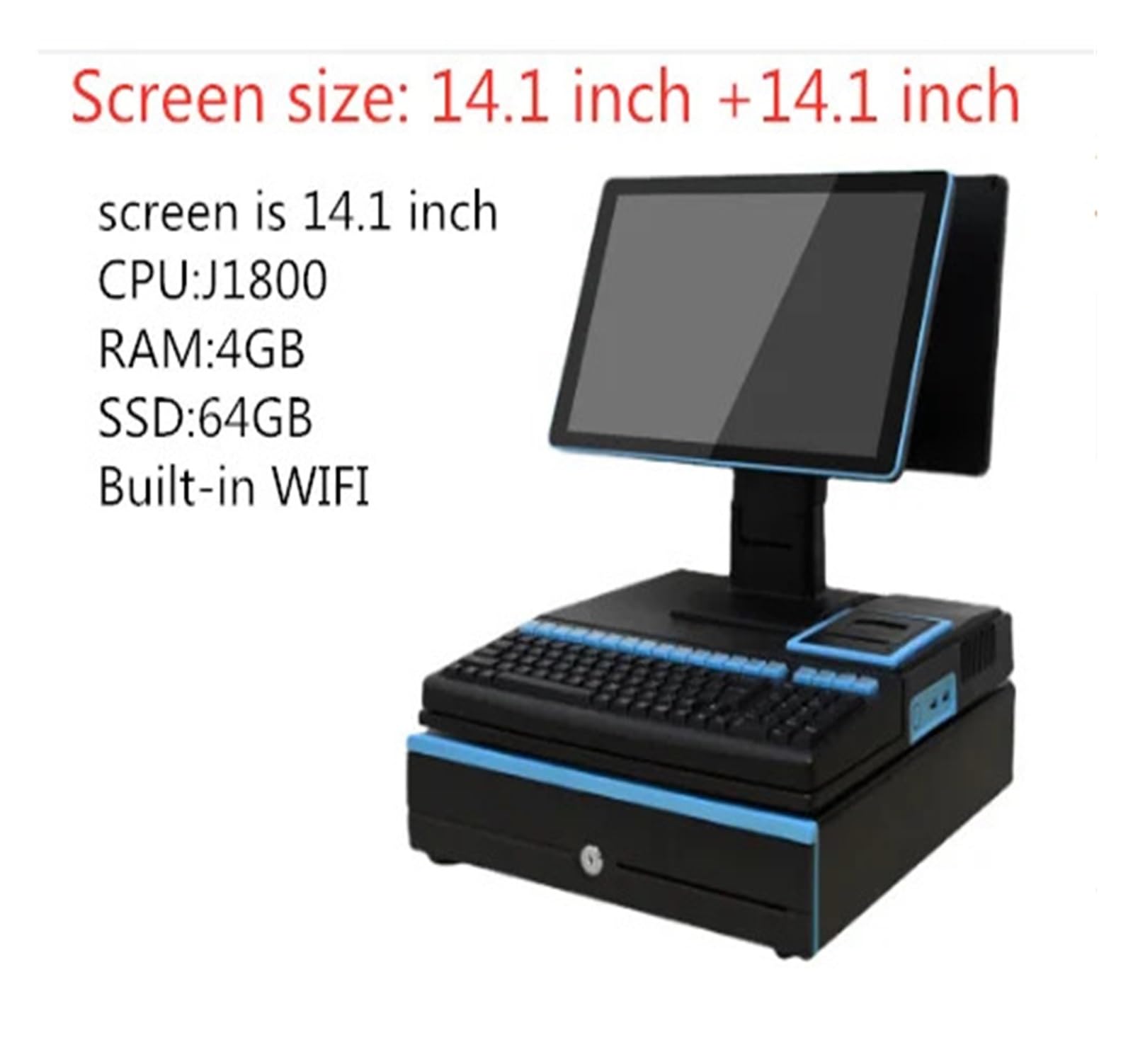 Komputer POS Fabryka System Kasa fiskalna, Terminal dotykowy Pulpit Restauracja Supermarket Hotel Ekskluzywny PC Sklep biznesowy(Blue J1800)