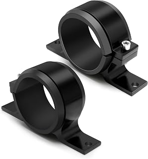 2 Pcs Universal Car Fuel Pump Fuel Filter Mounting Bracket Aluminum Clamp Holder with Rubber Insert, Black Hard Aluminum Anodized Accessories Suitable for Vehicle Fuel Oil Line (58 to 65 mm)