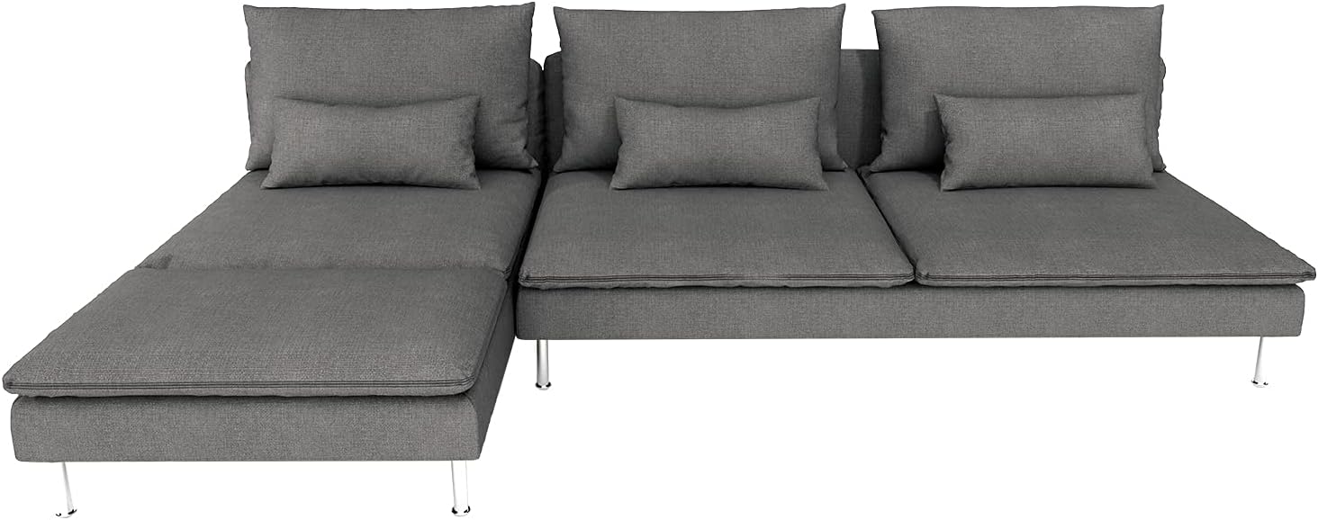 Couch Cover ONLY! for Soderhamn 3 Seat Sofa with Chaise, Sofa Cover for 3 Cushion Couch, Sofa Slipcovers for Living Room with Cushion Covers, Overall Style (Customized Covers)