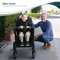 Vista 5 de WONDERFOLD W2 Elite Pro Stroller Wagon (2 Seater) - Collapsible Wagon Stroller with Seats with 5-Point Harnesses, Adjustable Push Handle, and