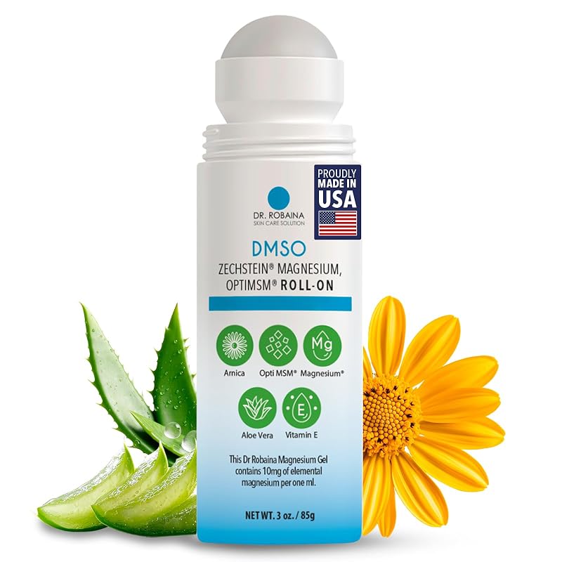 Dr. Robaina Roll-On para cuidados da pele com DMSO, magnésio Zechstein, OptiMSM, arnica, aloe vera e vitamina E, 88,72 mL