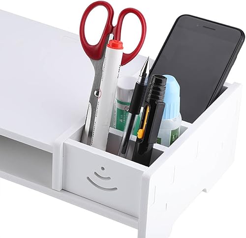 Miniatura 7 de Pissente Computer Display Riser, PVC Artificial Board, Ergonomic Stand with Storage, Easy Assembly for Home Office Use