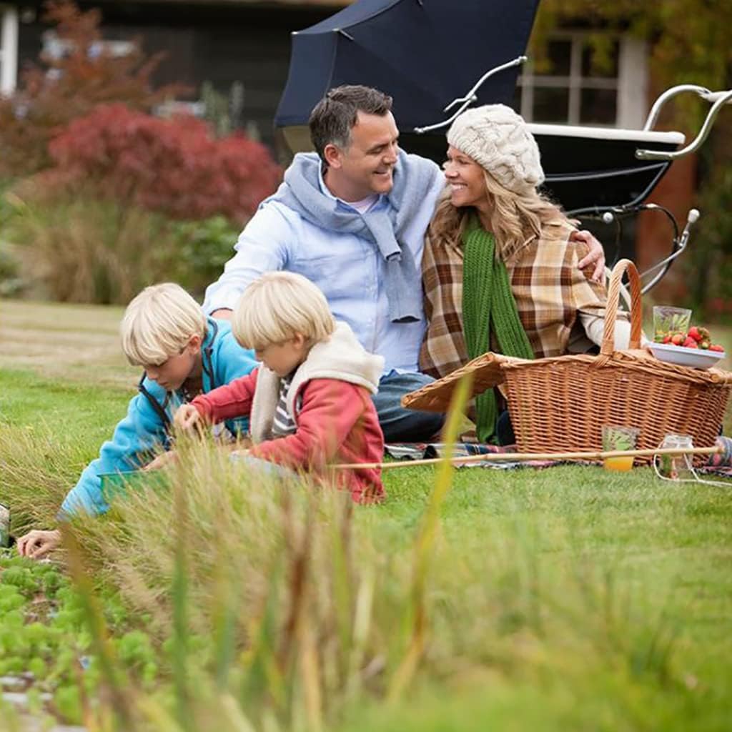 Picnic Basket for 4 -Wicker Picnic Basketr with Lid and Handle & Liners,Willow Shopping Basket,Picnicr Set,Complete Picnic Accessories for Picnics,Parties and BBQs (Small Daisy 41 * 27 * 42cm)