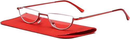 Miniatura 6 de Viseng Paquete de 2 lentes de lectura de media luna de aleación vintage para mujeres y hombres, lentes delgados de medio marco + 1.25