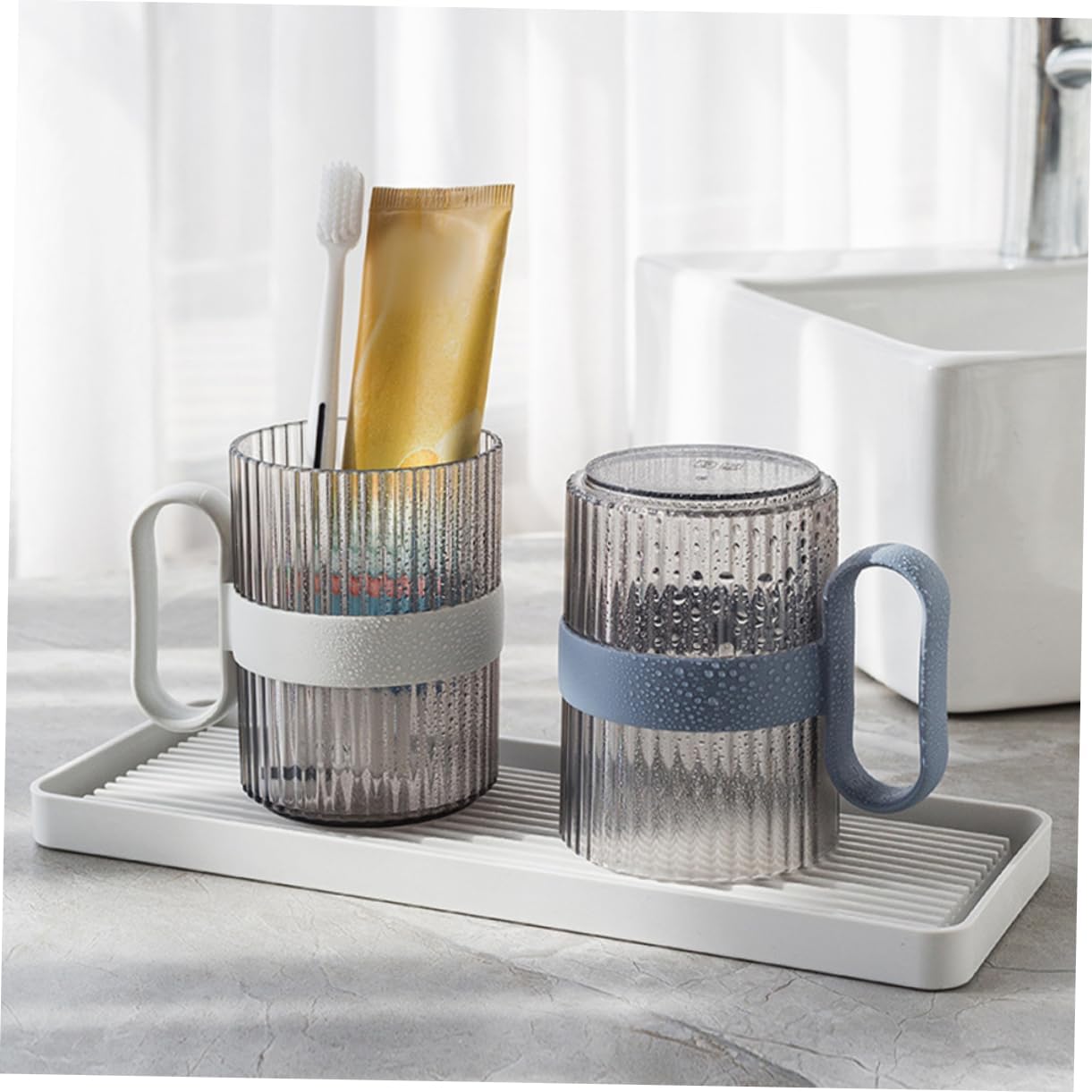 4pcs Couples Toothbrush Holder Cups Reusable Plastic Bathroom Cups for Boys and Girls Adults Tooth Brush Holder Mouthwash