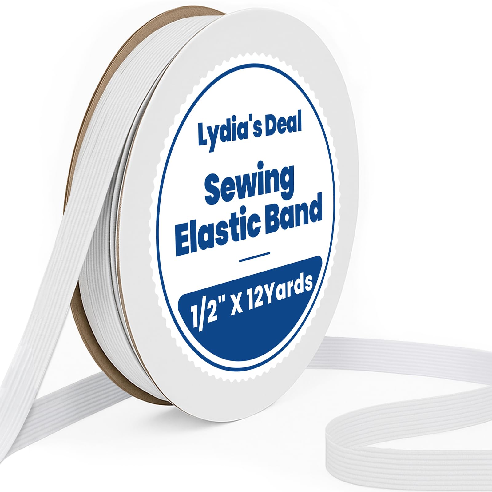 Banda elástica de 1,27 cm de ancho, 12 yardas, elástica para costura, correa elástica de punto, banda elástica para costura, manualidades, bricolaje, color blanco