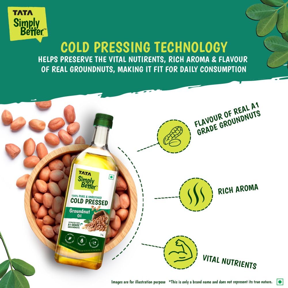 Diwali Sale Tata Simply Better Pure &Amp; Unrefined Cold Pressed Groundnut (Peanut) Oil,Kolhu/Kacchi Ghani/Mara Chekku/Ganuga,Naturally Cholesterol Free,1L,Groundnut Oil Rich Aroma &Amp; Flavour Of Real Groundnuts 5 Diwali Sale Tata Simply Better Pure &Amp; Unrefined Cold Pressed Groundnut (Peanut) Oil,Kolhu/Kacchi Ghani/Mara Chekku/Ganuga,Naturally Cholesterol Free,1L,Groundnut Oil Rich Aroma &Amp; Flavour Of Real Groundnuts