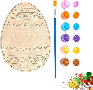 Zqkimzi イースターエッグ DIY ペイントキット 復活祭の卵塗装工作セット | 木製クラフトセット,祝日絵の具ペイントセット - 女の子 未就学児 デイケアセンター サマーキャンプ 学校活動 誕生日 アートプロジェクト 家族の絆向け工作キット