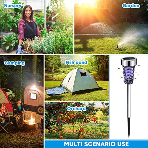 Qualirey 4 Pack Solar Bug Zapper Outdoor Mosquito Waterproof Led Light Mosquito Repellent Outdoor Mosquito Killer Bug Zapper For Indoor Outdoor Patio Yard #TOP6