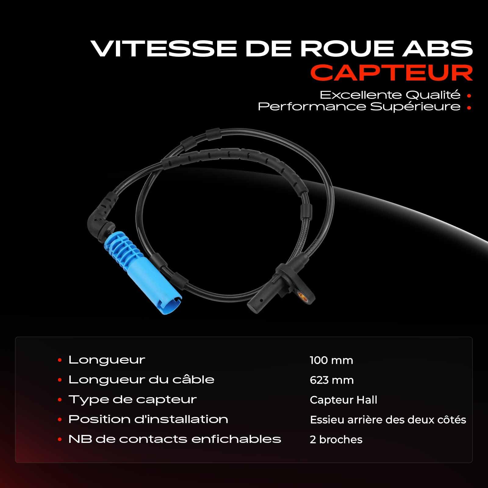 Frankberg Capteur de vitesse de roue ABS arrière gauche/droite 34523405907 | Compatible avec X3 E83