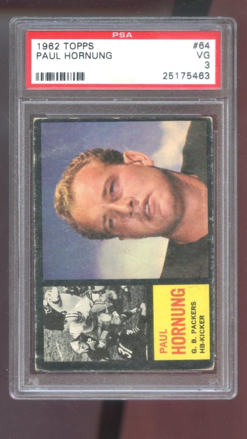 1962 Topps #64 Paul Hornung Green Bay Packers PSA 3 Graded Football Card NFL
