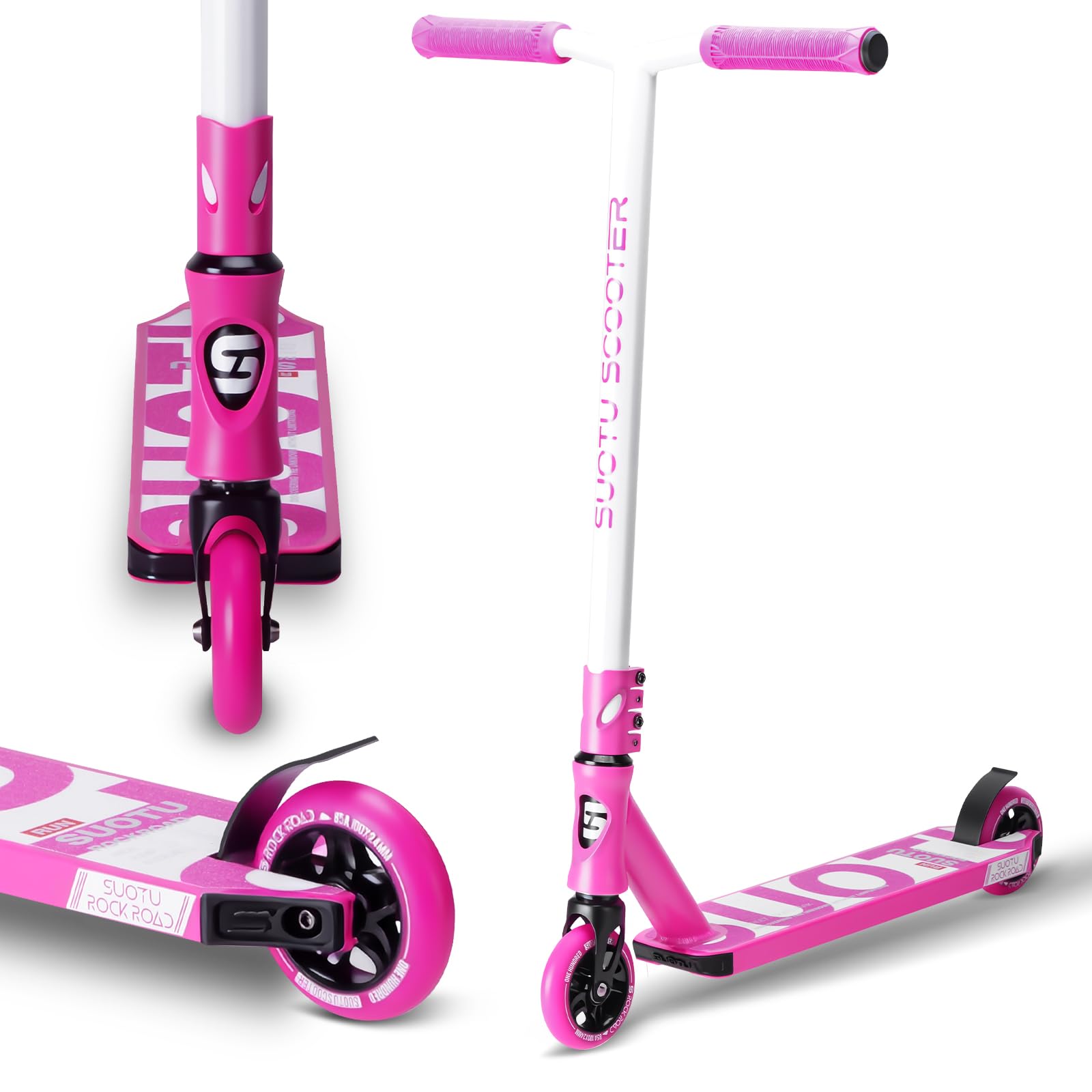 Trottinette Freestyle, Direction à 360°, Stunt Scooter avec Roues en PU 85A 100 mm, Trotinette pour Enfants Adolescent Adultes, Capacité de Charge: 100 kg, Aluminium
