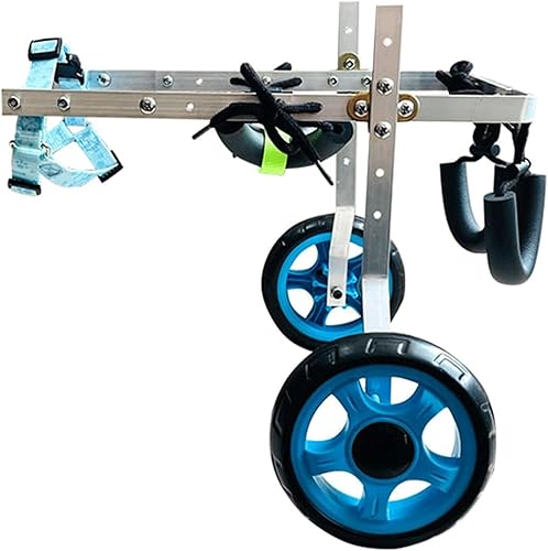 Silla de ruedas para perros para patas traseras, marco de aluminio, silla de ruedas para mascotas, 2 ruedas, ligera, silla de ruedas para