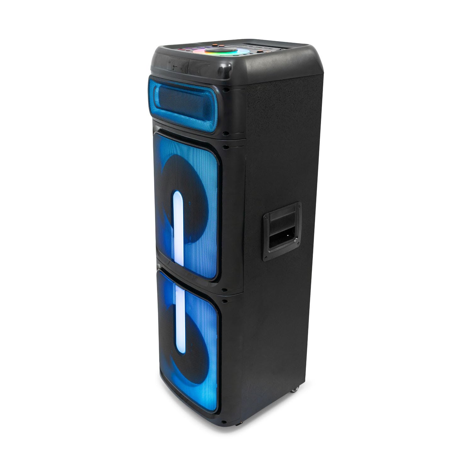 Ibiza STUPDJ1400 Aktiver Lautsprecher 1400W – Bluetooth, USB, TWS, LED-Lichteffekte, DJ & Karaoke Box mit Mikrofon, Aufnahmefunktion & Rollen