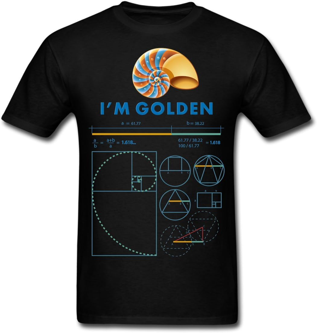 Golden Ratio Men's Women's Unisex T-shirt,Fibonacci Spiral Math Graphic Tee,I'm Golden Shirt,085