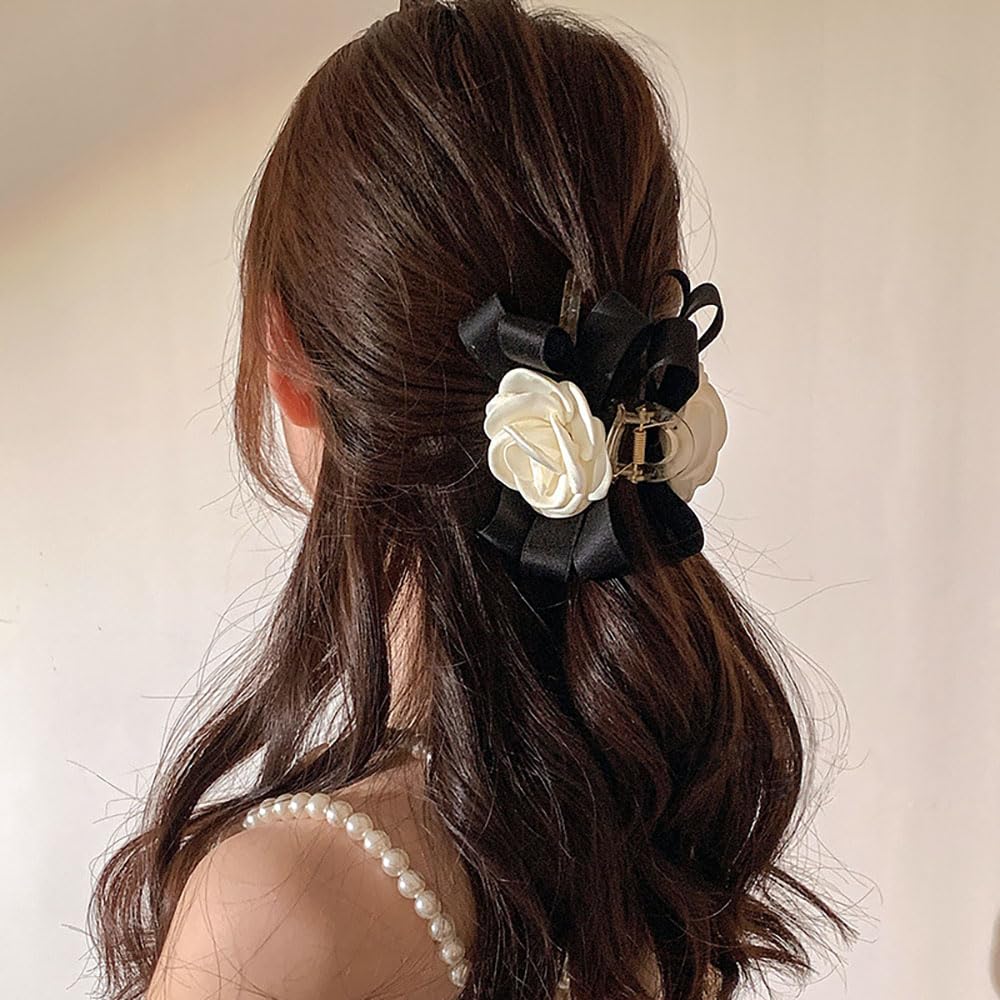 Amazon.com : Myhiju Camellia Bow Hair Clip, White Flower  display picture 3