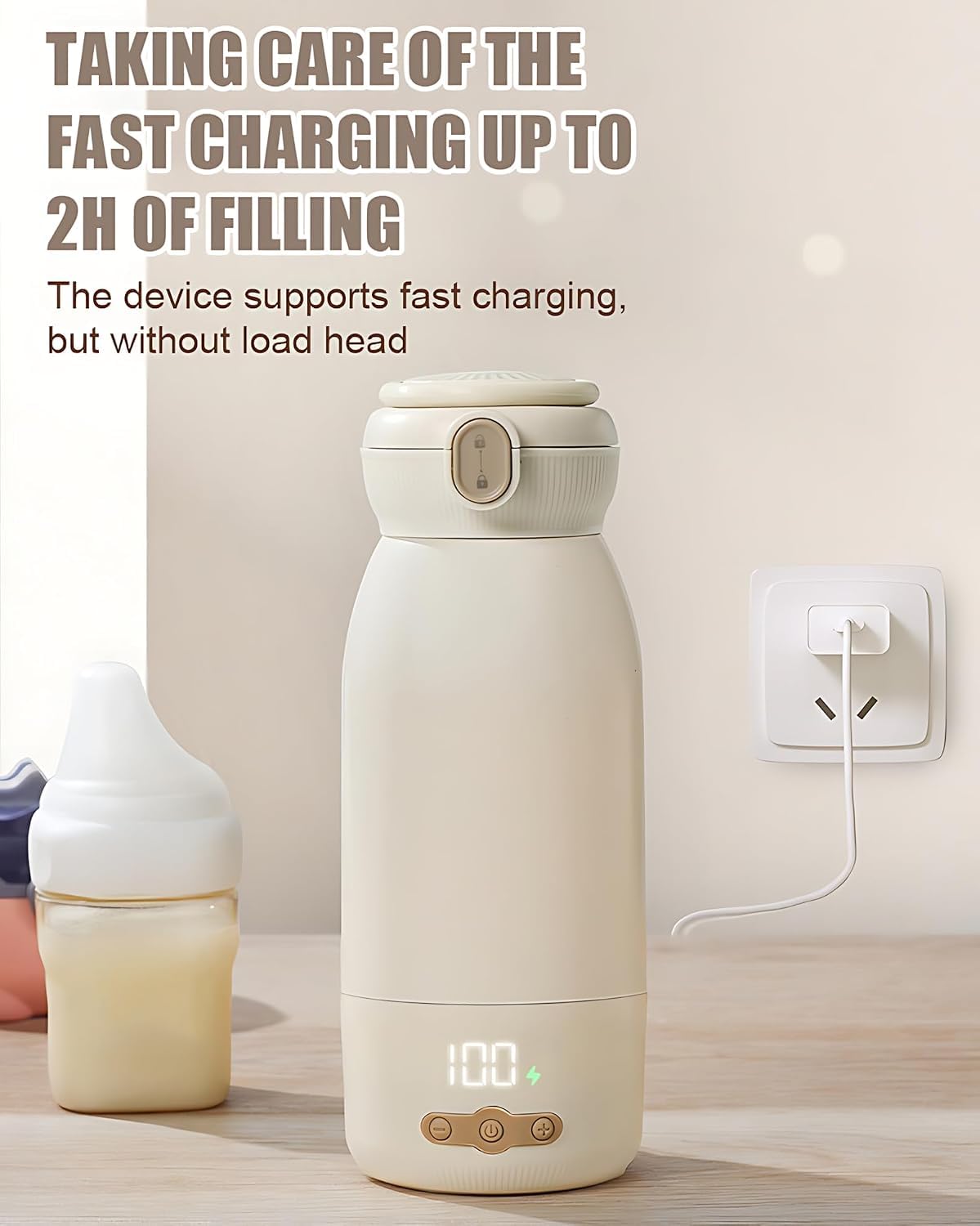 Chauffe biberon nomade,Peut être chauffé, maintenu au chaud et stérilisé,Chauffage rapide en 3 minutes,Grande Capacité de 500ml,Grande batterie de 10400 mAh,Eau, lait,Brosse de nettoyage gratuite UK