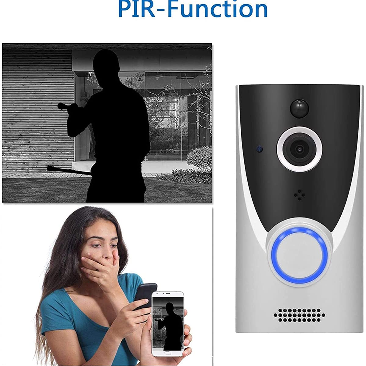 Timbre con vídeo, Timbre con vídeo Inteligente, detección Humana, resolución 720P/1080P, Audio bidireccional (B)