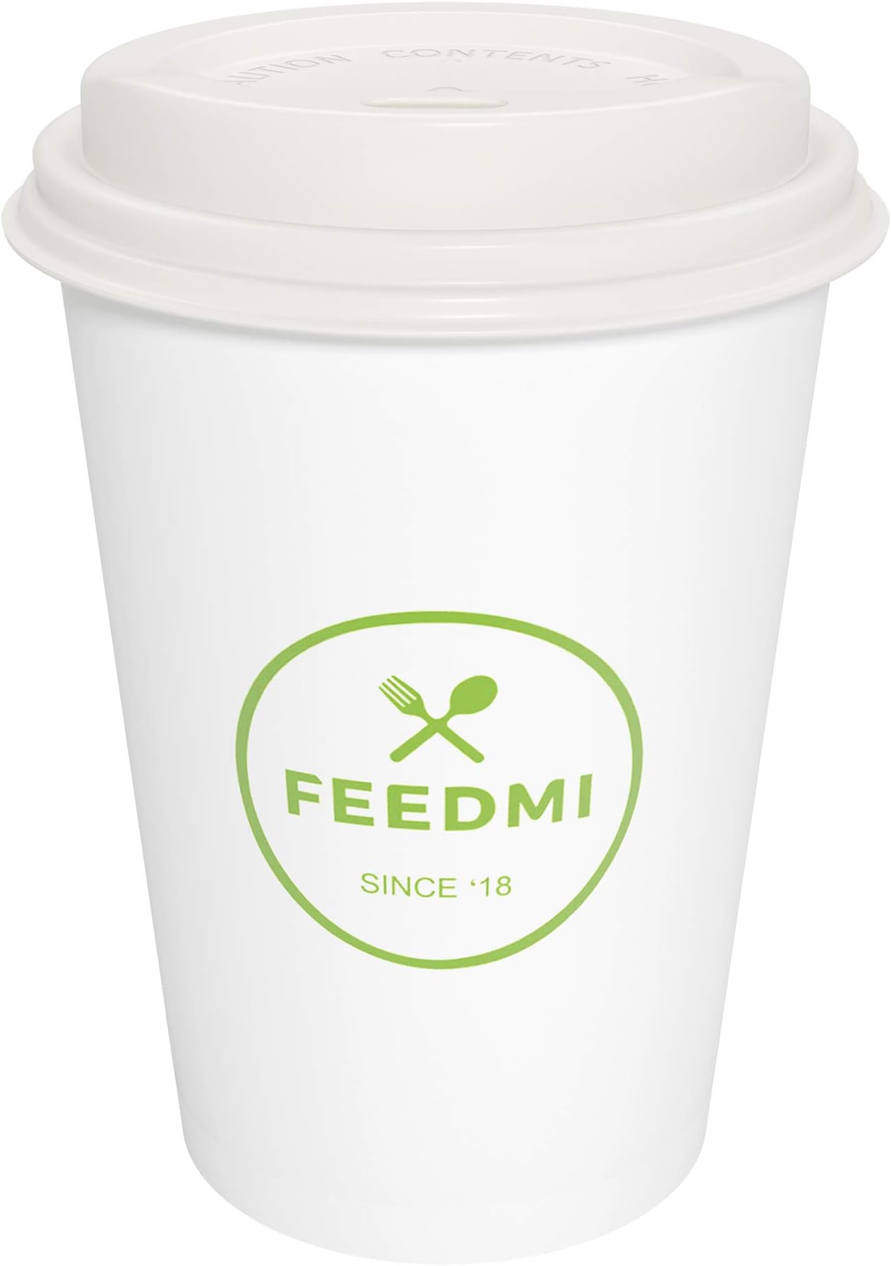 FEEDMI - Compostable Hot Cup - Eco-Friendly Disposable Cups with Lids For Coffee and Hot Beverages - Made with Sustainable Plant-Based Paper and Inks - Biodegradable, Compost Safe - Set of 100
