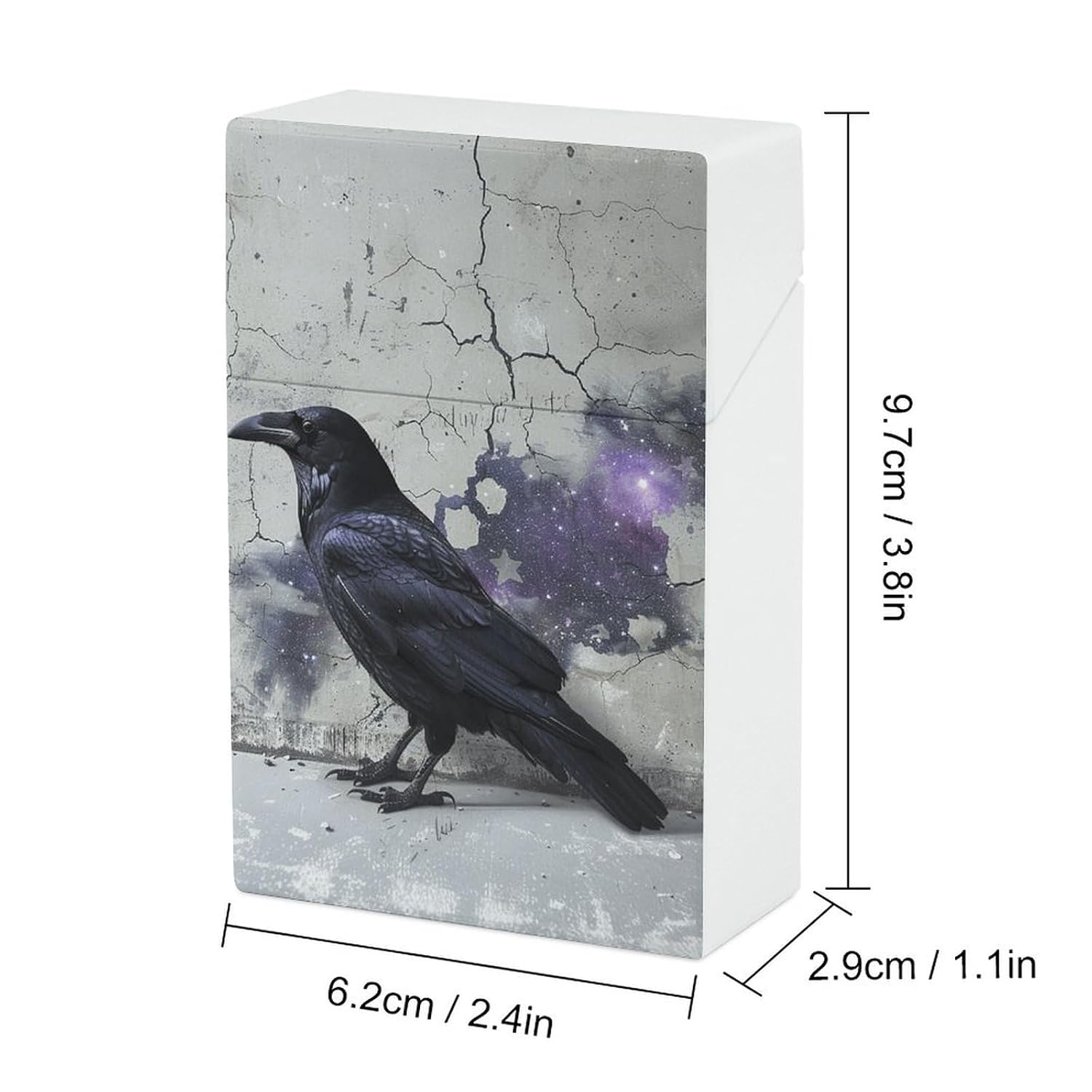 Crow on The Ground Cigarette Case for King Size Retro Holder Case with Exquisite Carved Patterns Box 20 Regular Size Cigarettes