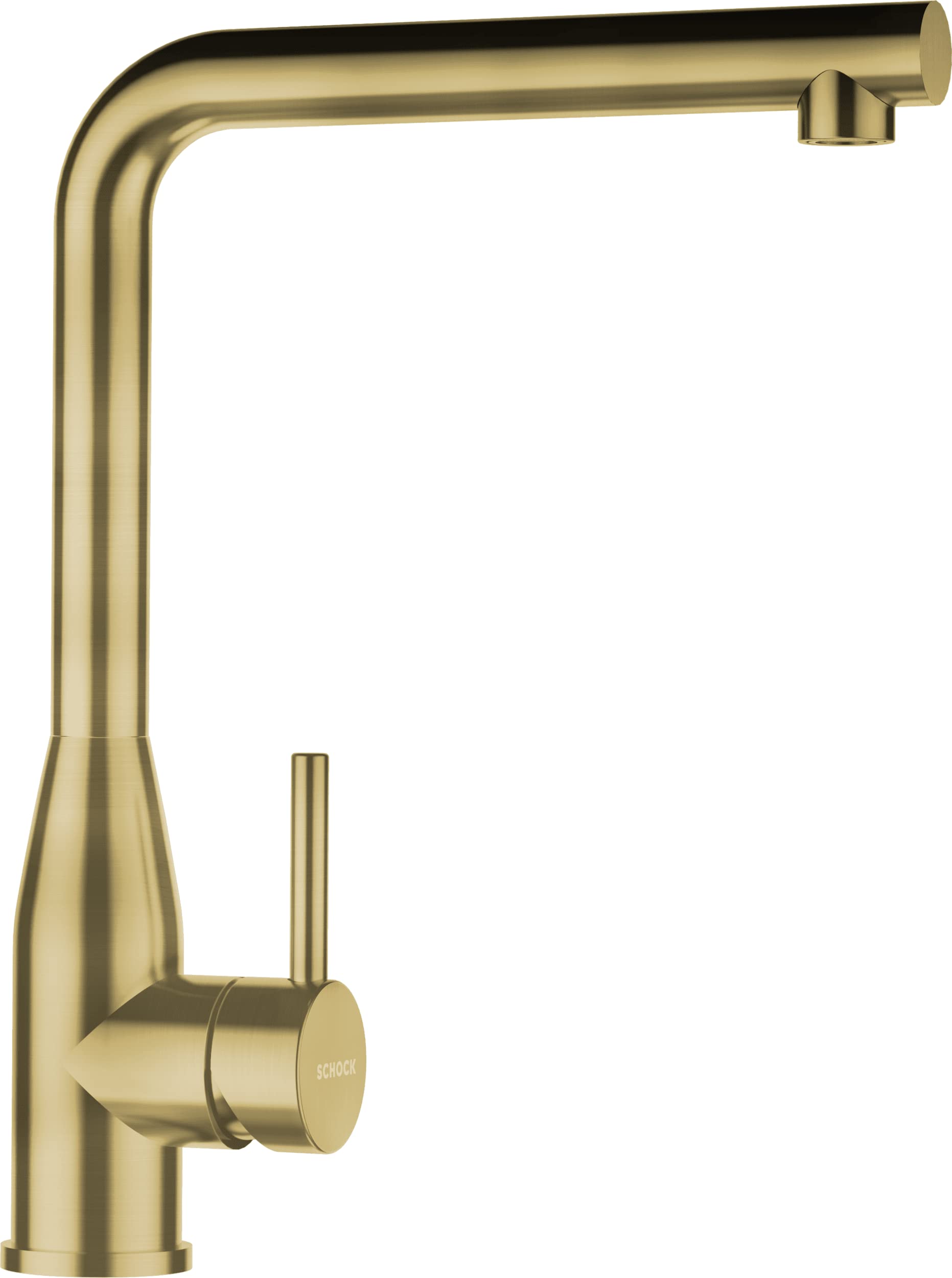 SCHOCK Grifo de cocina Keto White Gold – Grifo de alta presión dorado con caño fijo y conectores estándar